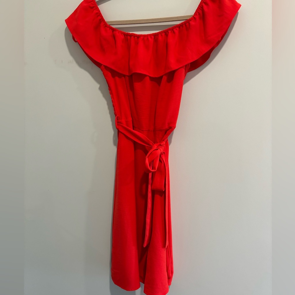 Burnt orange dress.